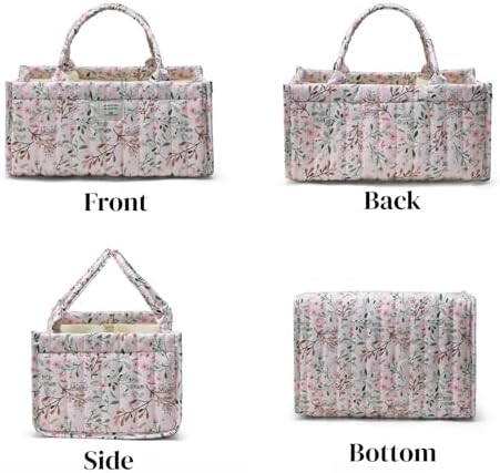Diaper Caddy Organizer, Cute Floral Nursery Storage Basket, Soft Portable - Image 2