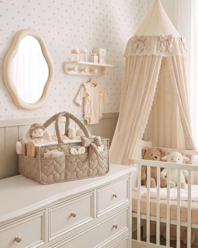 Blissful Diary Baby Diaper Caddy Organizer, Heart-Quilted - Image 2