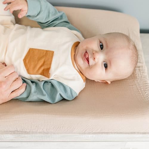 Konssy 100% Cotton Muslin Changing Pad Cover 2 Pack - Image 3
