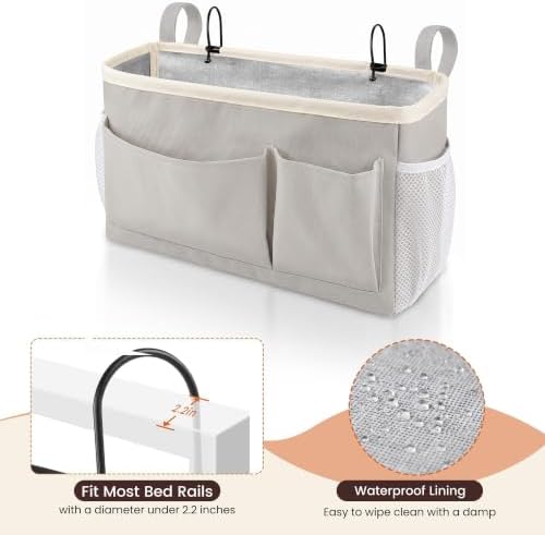 Fab totes Bedside Caddy for Dorm Bed, Bedside Storage Bag Hanging Organizer - Image 4