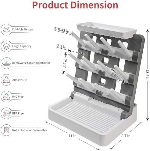 Baby Bottle Drying Rack, Vertical Standing Bottle Drying Rack Holder-Space - Image 2
