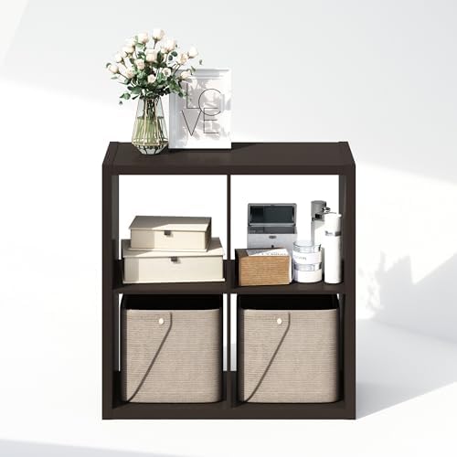 Furinno Cubic Extra Thick 4-Cube Closet Organizers and Storage, Dark Oak - Image 6