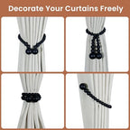 KLOGTSIND Magnetic Curtain Tiebacks, 4 Pack Wood Bead Curtain Holdbacks - Image 4