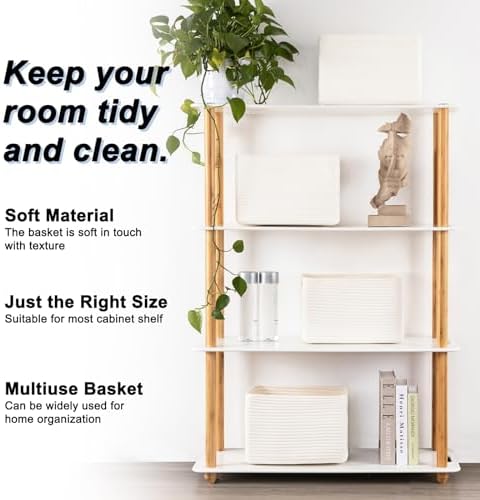 4 Pack Storage Baskets for Organizing, Woven Baskets for Shelves - Image 2