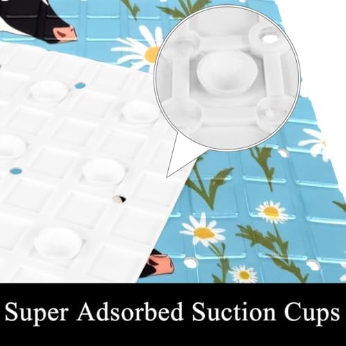 Bathtub Mat Non Slip 26.8x15.1In, Cow Daisies Bath Mat - Image 3