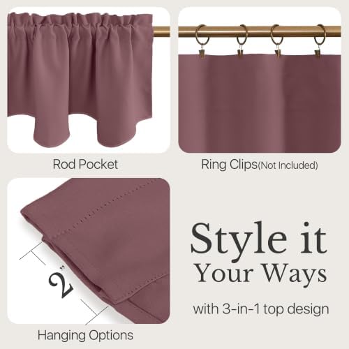 NICETOWN Dry Rose Blackout Valance Curtain - Image 3