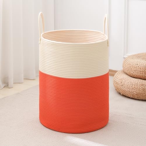 Woven Laundry Hamper Tall Rope Storage Basket by AMTOTAM