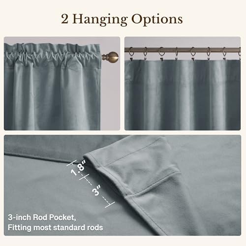 StangH Stone Blue Velvet Window Valance Scalloped 52x18 Inch, 1 Panel - Image 4