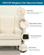 CRFATOP Wingback Chair Covers Stretch Armchair Slipcovers - Image 2