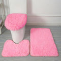Pink Bathroom Rugs Sets 3Piece Bath Mat Solid Bath Rug Floor Mats Washable by Eanpet