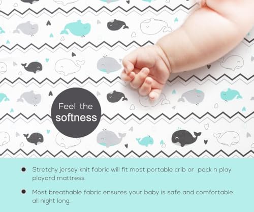 Pack n Play Sheets, BROLEX 2 Pack Mini Crib Sheets, Stretchy Portable Fitted - Image 2