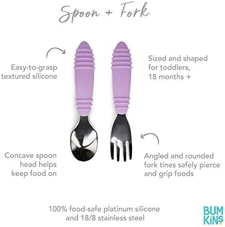 Bumkins Toddler Utensils, Kids Size Fork and Spoon Set, Silicone and - Image 5