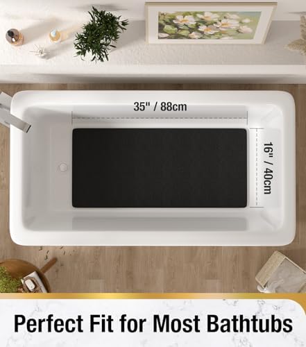 HITSLAM Bathtub Mat Non Slip, 35 x 16 Inch Long Soft PVC Loofah Shower Mat - Image 2