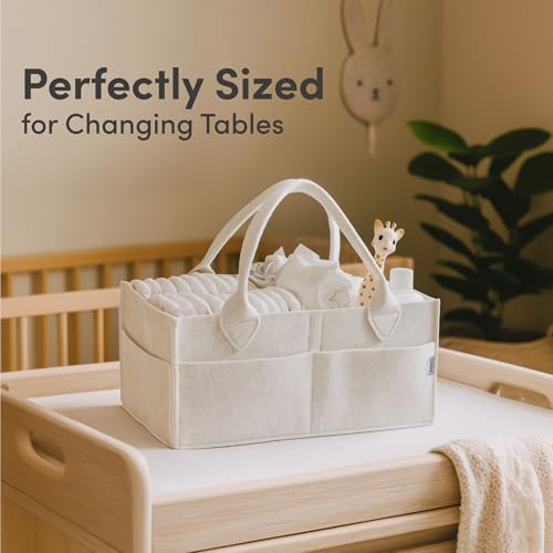 PUTSKA Baby Diaper Caddy Organizer, Felt Nursery Basket, Extra Large - Image 3