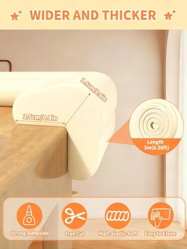 Baby Proof Corners and Edges, 6.6FT 0.6'' Thick, Peel and Stick - Image 2