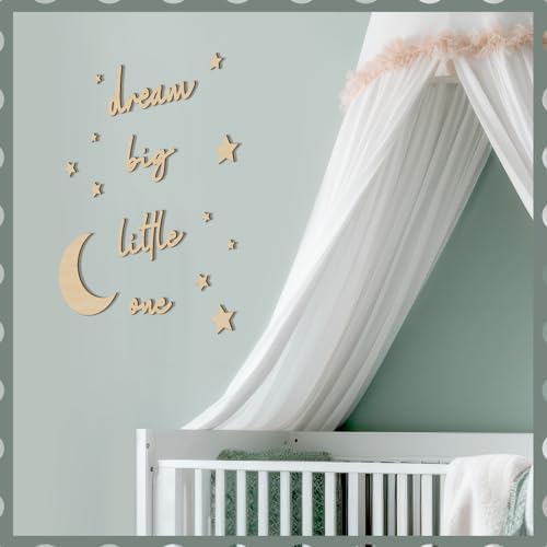 Briwooody 15 Pcs Dream Big Little One Moon Stars Nursery Decor, Wood Color - Image 6