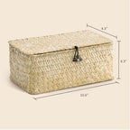 Nonam Small Wicker Basket with Lid, Seagrass Shelf Storage Basket - Image 3