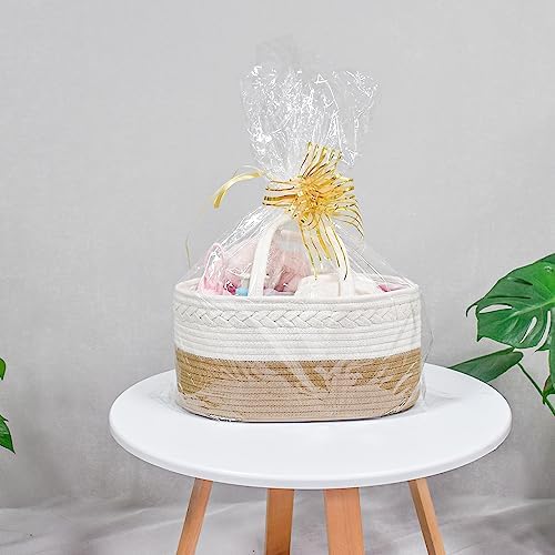 ABenkle Diaper Caddy Organizer, Boho Rustic Cotton Rope Nursery Baby Basket - Image 2