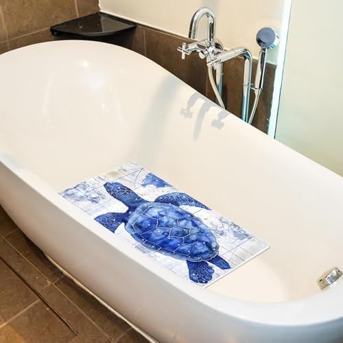 Bathtub Mat Non Slip 26.8x15.1In, Turtle Nautical Map Bath Mat - Image 5