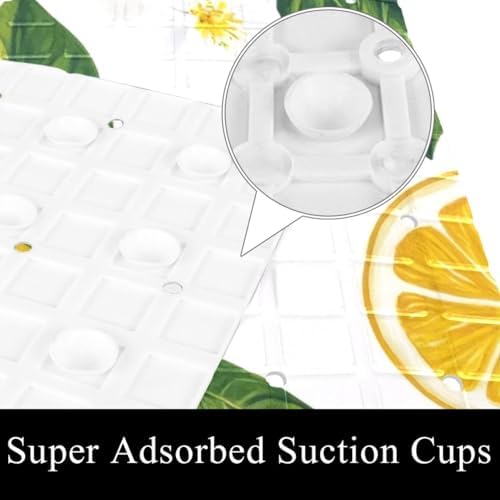 Shower Mat Non Slip 26.8 x 15.1 Inches, Lemons Flower Bathtub Mat Shower Stall - Image 3