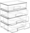 Vtopmart Clear Stackable Storage Drawers, 4 Pack Wide Plastic Organizers by Vtopmart