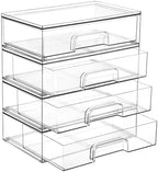 Vtopmart Clear Stackable Storage Drawers, 4 Pack Wide Plastic Organizers by Vtopmart