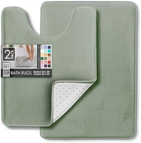 Clara Clark 2 Piece Bathroom Rugs, Velvet Memory Foam Bath Mat Set, Non-Slip - Image 3