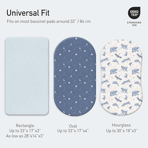 Gllquen Baby Muslin Bassinet Sheets 3pk, Soft Cotton Baby Sheet Boy 33x17 - Image 4