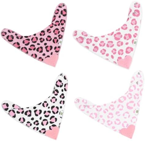 Pickle & Olive - Baby Bandana Girl Teething Bibs - Set Of 4 -Leopard - Image 4