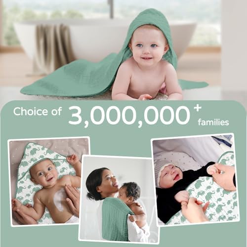 Yoofoss Hooded Baby Bath Towels 2 Pack 100% Muslin Organic Cotton - Image 6