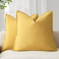 Foindtower Linen Solid Decorative Throw Pillow Covers 20x20 Ginger Yellow by Foindtower