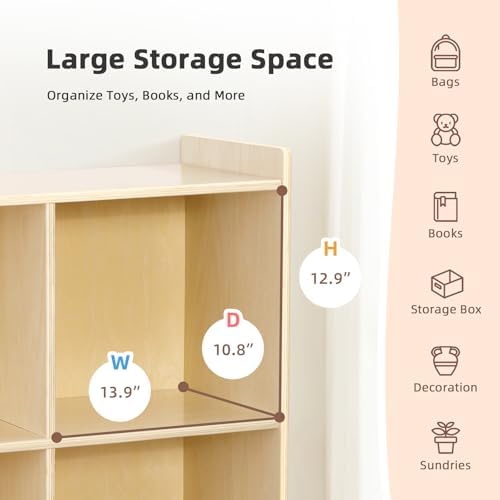 OOOK 9-Cube Storage Organizer, Wooden Storage Cabinet Display Shelf Large - Image 4