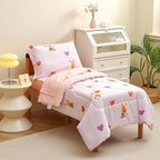 Caressma Pink Toddler Bedding Set Girls Seersucker Kids Comforter Set - Image 2
