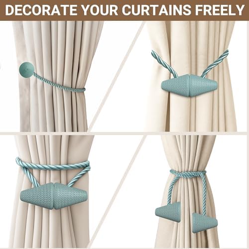 Hion Magnetic Curtain Tiebacks Blue 2pcs, Curtain Holdbacks Hooks Holders - Image 3