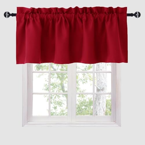 Hiasan Red Valance Curtains for Window 42 x 18 Inches 1 Panel by Hiasan