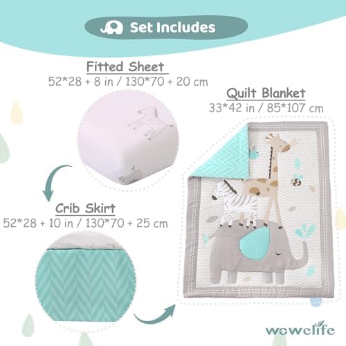 Elephant Crib Bedding Set Gray, Premium 3-Piece Baby Bedding Set Elephant - Image 3