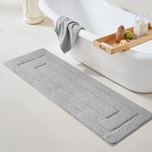 GRANNY SAYS Gray Bathroom Rug 59" x 20", Non-Slip Microfiber Bath Mat by GRANNYSAYS