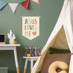 Bible Verses for Nursery Decor, Jesus Loves Me for Kids Wall Art Canvas Banner - Image 6