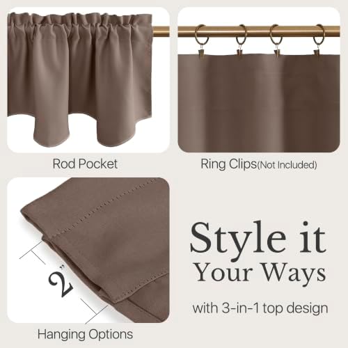 NICETOWN Cappuccino Blackout Scalloped Tier Drape - Image 3