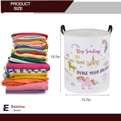 Essme Kids Laundry Basket, Unicorn Hamper Collapsible Waterproof Storage Bin - Image 2