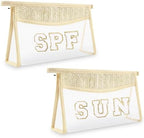 Iqimott 2Pcs Boho Patch SPF Bag Clear Letter Sun Bag, Waterproof Zipper Makeup by Iqimott
