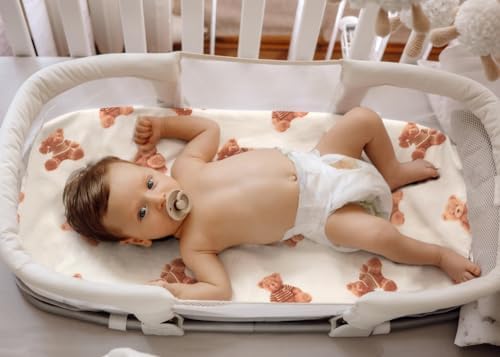 Fitted Baby Neutral Bassinet Sheets Bear and Buffalo Check Plaid Breathable - Image 2