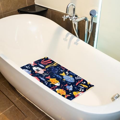 Bathtub Mat Non Slip 26.8x15.1 Inch, Underwater Fish Pattern Shower Mat - Image 5