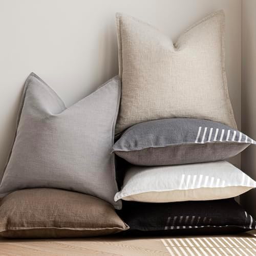 Foindtower Decorative Linen Lumbar Throw Pillow Covers 12x20 Light Gray - Image 6