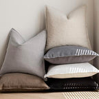 Foindtower Linen Solid Decorative Throw Pillow Covers 26x26 Inch Light Gray - Image 6