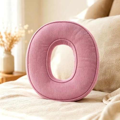 Pink Letter Plush Pillow, Letter Hugging Throw Pillows, Decorative Corduroy by Shapeazy