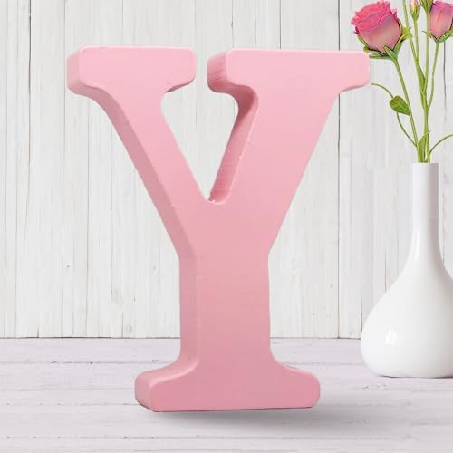 AOCEAN 6 Inch Pink Wood Letters Unfinished Wooden Letters by AOCEAN