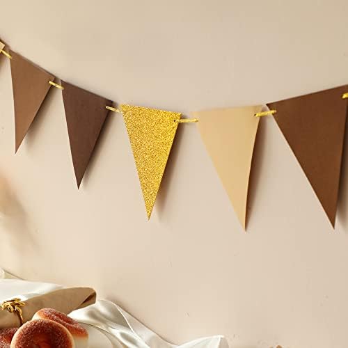 Fonder Mols Paper Pennant Party Decorations Coffee Brown Gold, Triangle Flags - Image 4
