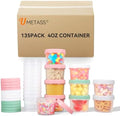 4oz Plastic Containers with Lids, Food Storage Containers Reusable Dishwasher by UMETASS