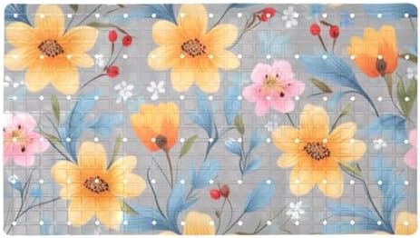 Shower Mat Non Slip 26.8 x 15.1 Inches, Floral Design Bathtub Mat Shower Stall by Anna+Cowper